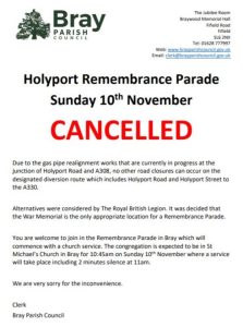 Holyport Remembrance Parade 2024 Cancelled